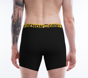 Boxer Briefs - Daddy Black and Yellow Horny Demon Underwear