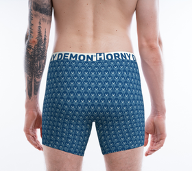 Boxer Briefs - Bear Pattern Horny Demon Blue Men's Underwear