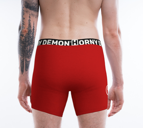 Boxer Briefs - Mustache Red Horny Demon Men's Underwear